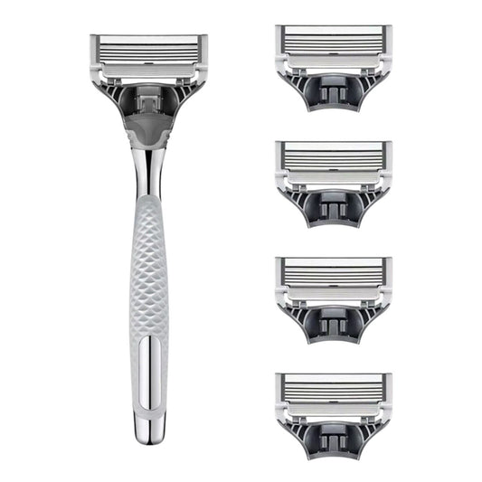 Harry’s Men’s Razor Silver with 4 Refills – Premium 5-Blade Shaving Kit