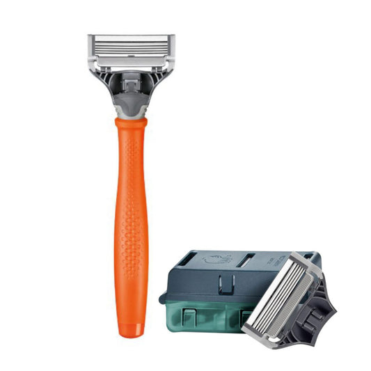 Harry’s Men’s Razor Orange with 4 Refills – Premium 5-Blade Shaving Kit