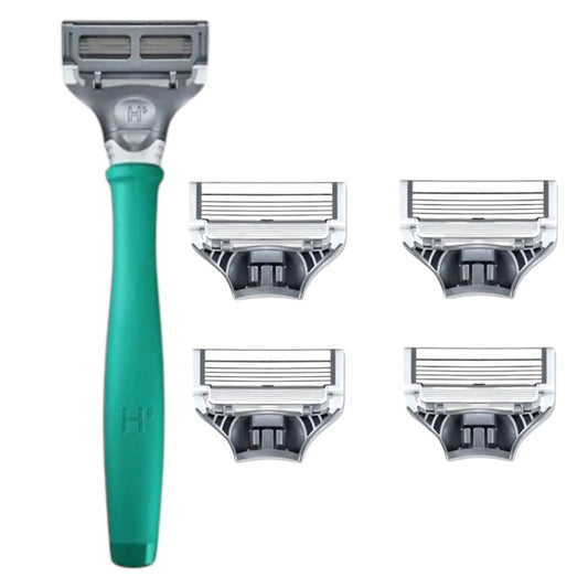 Harry’s Men’s Razor Green with 4 Refills – Premium 5-Blade Shaving Kit