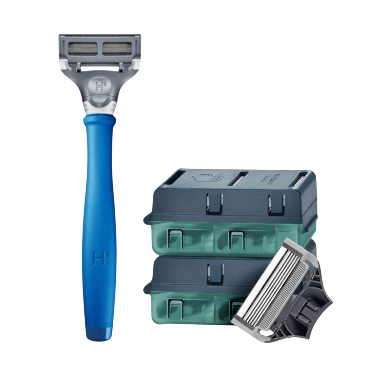 Harry’s Blue Men’s Shaving Kit with 8 Blade Refills | Premium 5-Blade Razor