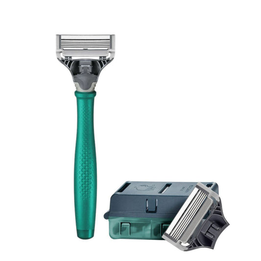 Harry’s Men’s Razor Green with 4 Refills – Premium 5-Blade Shaving Kit