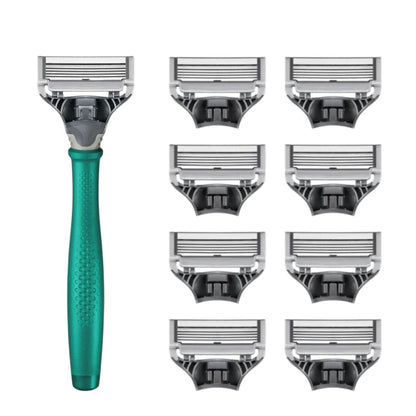 Harry’s Green Men’s Shaving Kit with 8 Blade Refills | Premium 5-Blade Razor Set