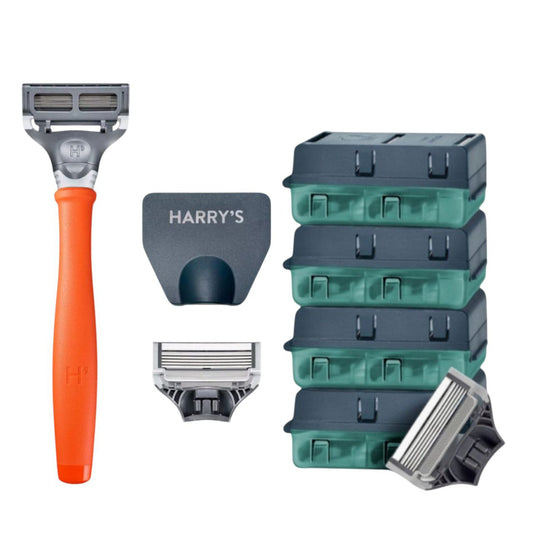 Harry’s Orange Shaving Kit for Men with 16 Blade Refills | Smooth 5-Blade Razor