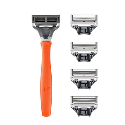 Harry’s Men’s Razor Orange  with 4 Refills – Premium 5-Blade Shaving Kit