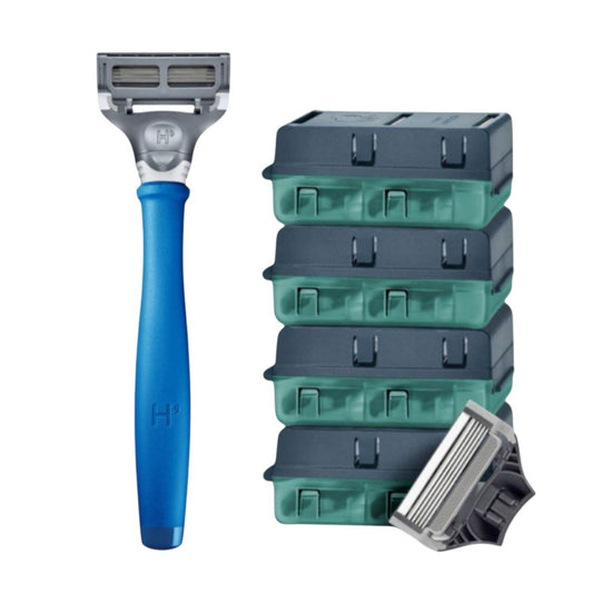 Harry’s Blue Men’s Razor Kit with 16 Blade Refills | Long-Lasting 5-Blade Shaving Set