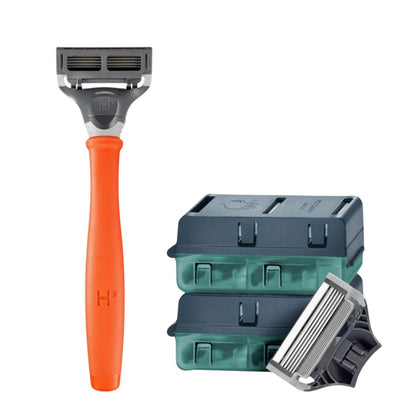 Harry's Orange Razor Kit | 5-Blade Razor + 8 Blade Refills
