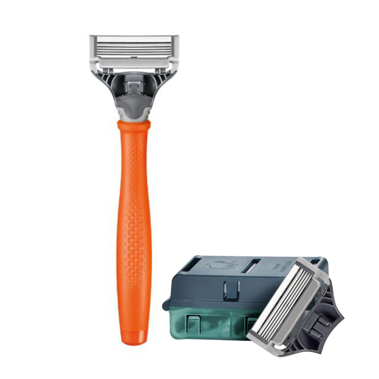 Harry’s Men’s Razor Orange  with 4 Refills – Premium 5-Blade Shaving Kit
