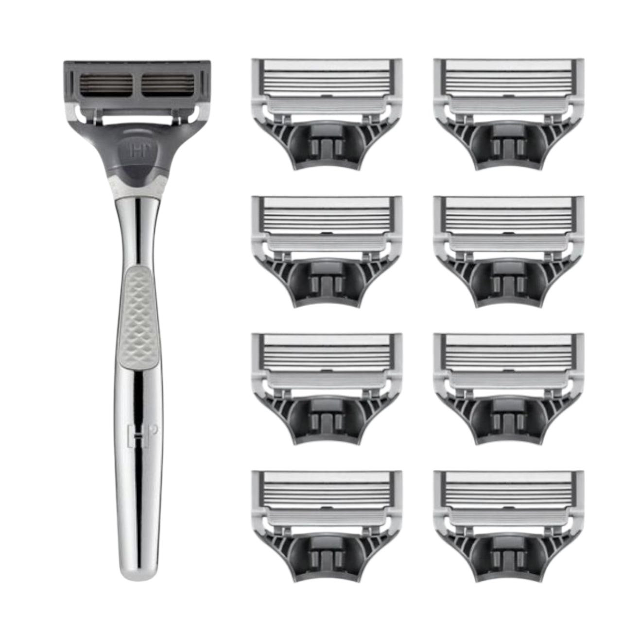 Personalized Harry’s Silver Men’s Razor Kit with Custom Engraving | 5-Blade Razor + 8 Refills